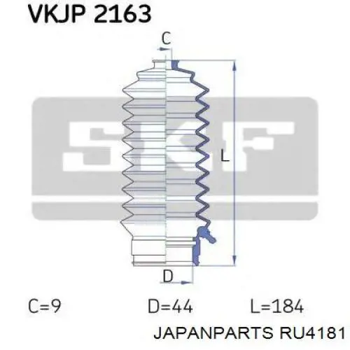 Пильник рульової тяги Japan Parts RU4181 ціна, від 6.50 USD