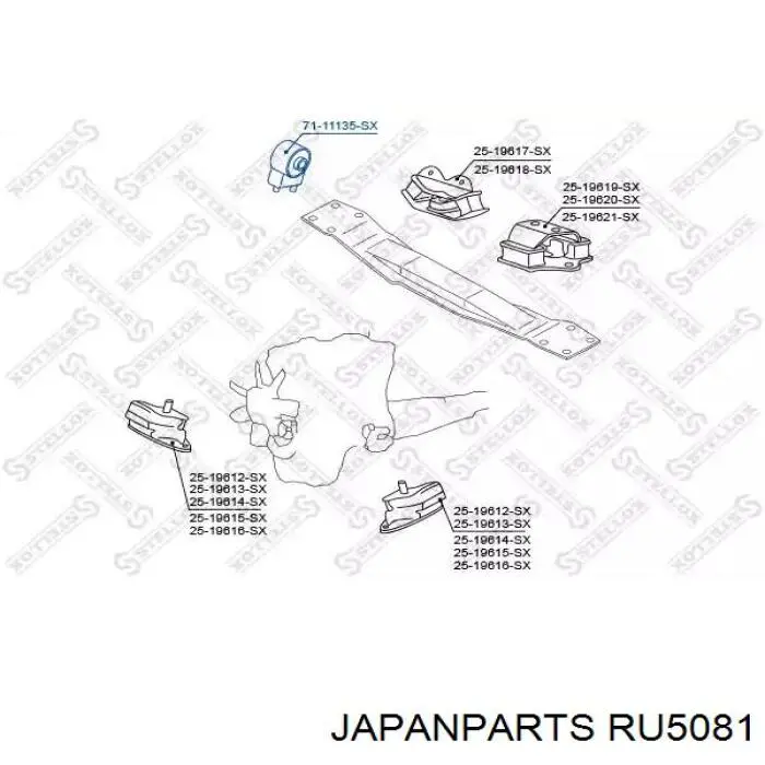 Подушка трансмісії, опора роздавальної коробки RU5081 Japan Parts