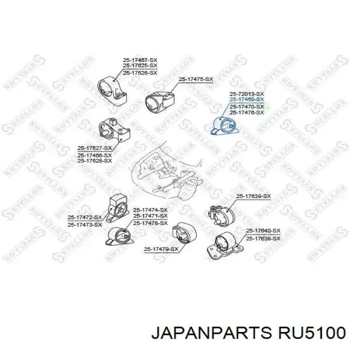 Подушка (опора) двигуна, задня Japan Parts RU5100 ціна, від 16.47 USD