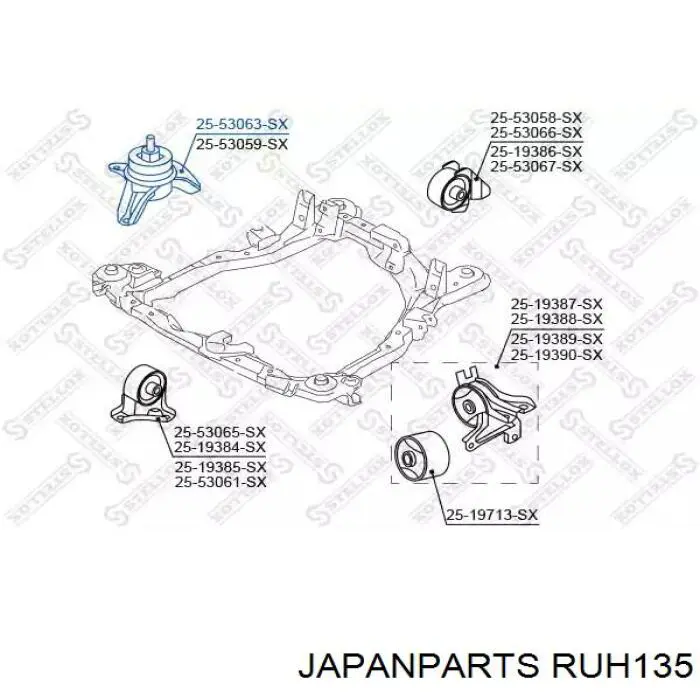 Купити RUH135 Japan Parts Подушка (опора) двигуна, права