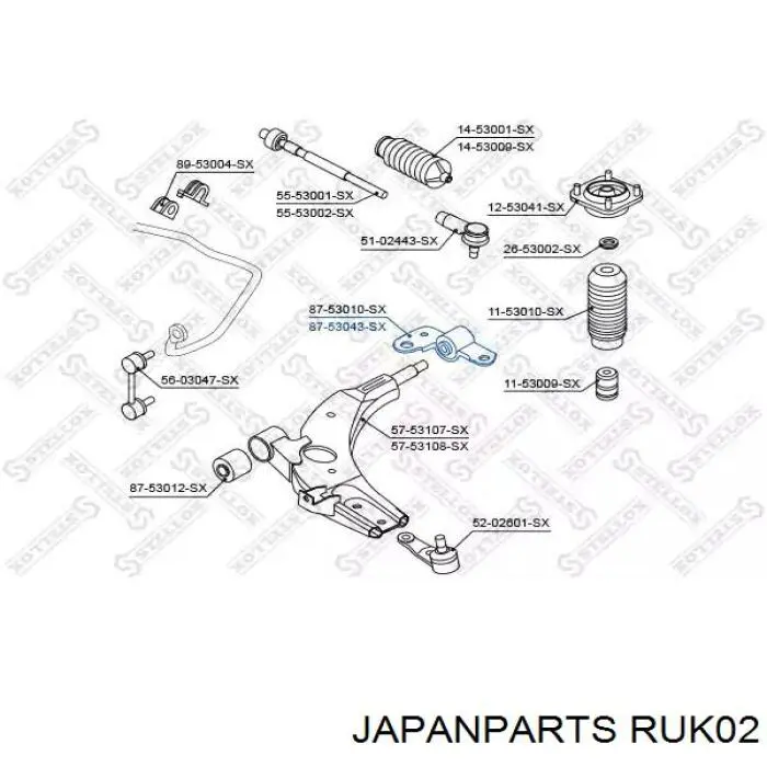 Сайлентблок переднього важеля RUK02 Japan Parts
