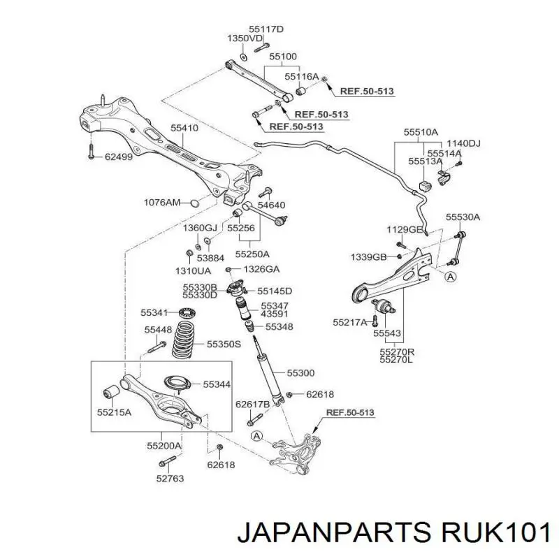 Сайлентблок заднього поперечного важеля, внутрішній RUK101 Japan Parts