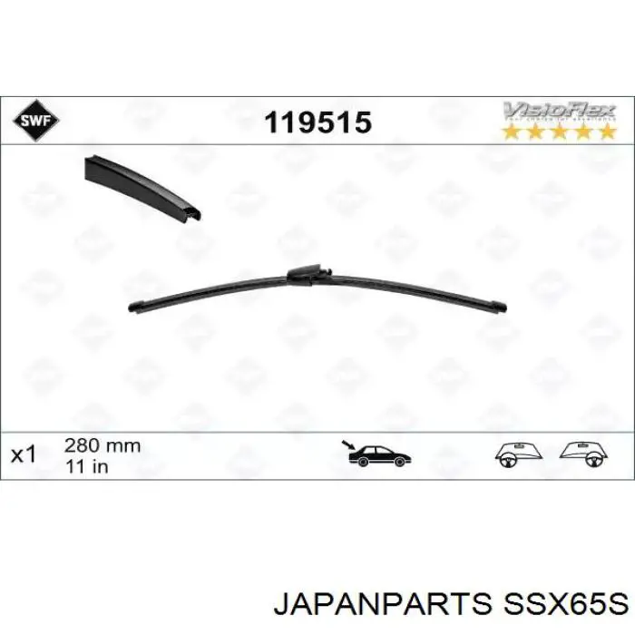 SSX65S Japan Parts Щітка склоочисника лобового скла, водійська