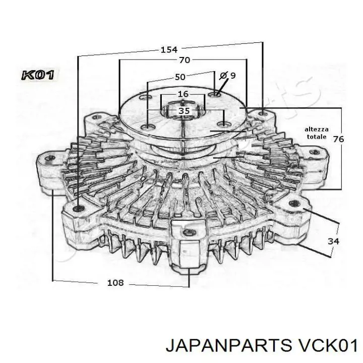 VCK01 Japan Parts вискомуфта, вязкостная муфта вентилятора охолодження