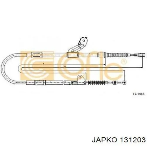 Трос ручного гальма задній, лівий 131203 Japko