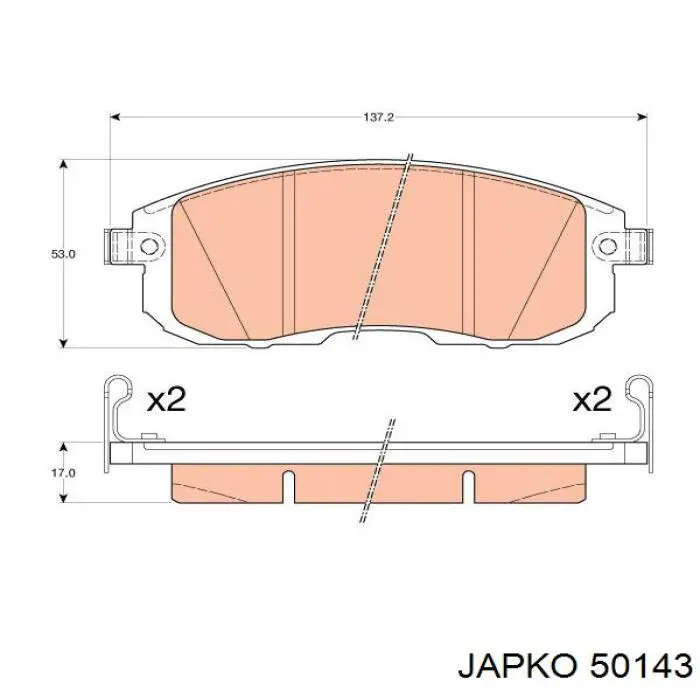 Купити 50143 Japko Колодки гальмівні передні, дискові