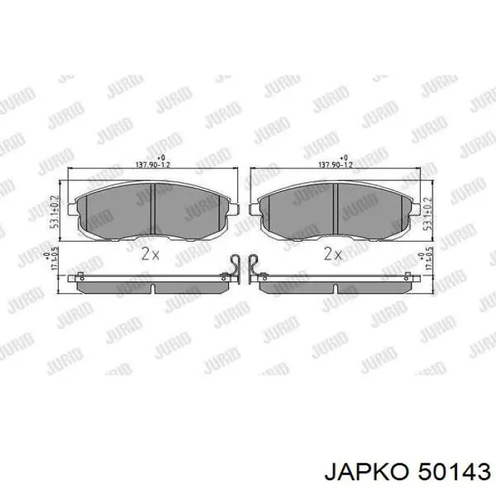 Колодки гальмівні передні, дискові 50143 Japko