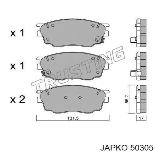 50305 Japko колодки гальмівні передні, дискові
