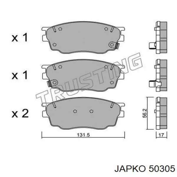 Колодки гальмівні передні, дискові 50305 Japko