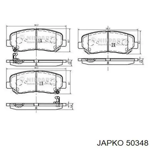 Гальмівні колодки Japko 50348 ціна, від 21.70 USD
