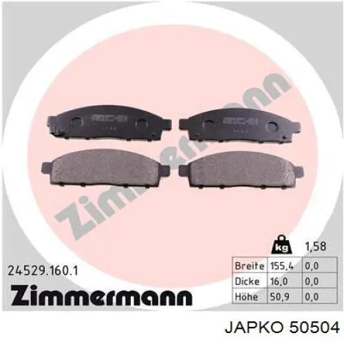 Гальмівні колодки Japko 50504 ціна, від 18.84 USD