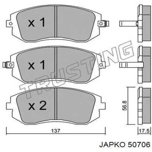 50706 Japko колодки гальмівні передні, дискові