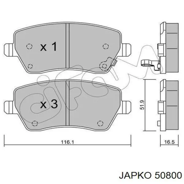 50800 Japko Передні гальмівні колодки