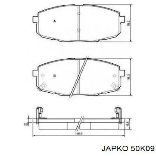 Купити 50K09 Japko Колодки гальмівні передні, дискові