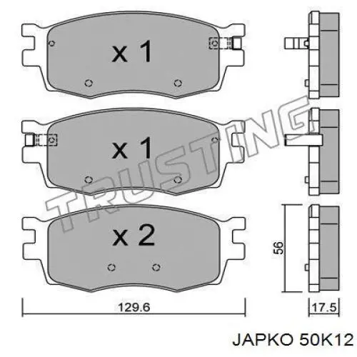 50K12 Japko колодки гальмівні передні, дискові