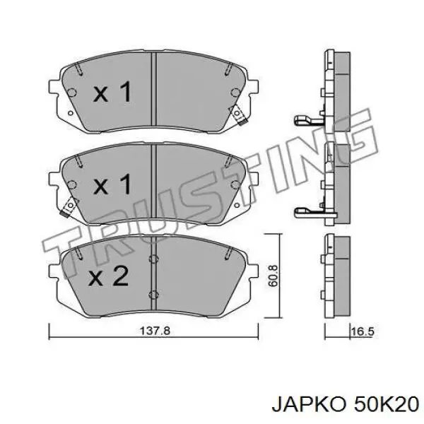 Купити 50K20 Japko Колодки гальмівні передні, дискові