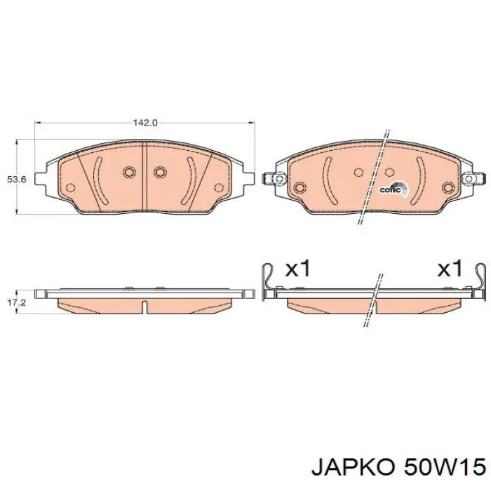 50W15 Japko колодки гальмівні передні, дискові