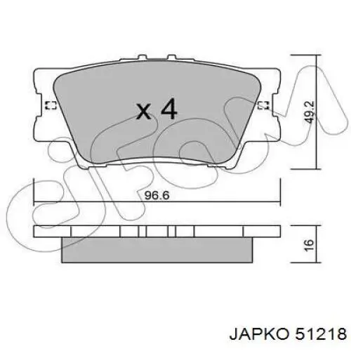 51218 Japko колодки гальмові задні, дискові