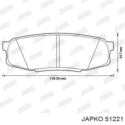 Колодки гальмові задні, дискові 51221 Japko