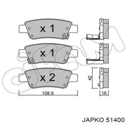 Задні гальмівні колодки Japko 51400 ціна, від 19.71 USD
