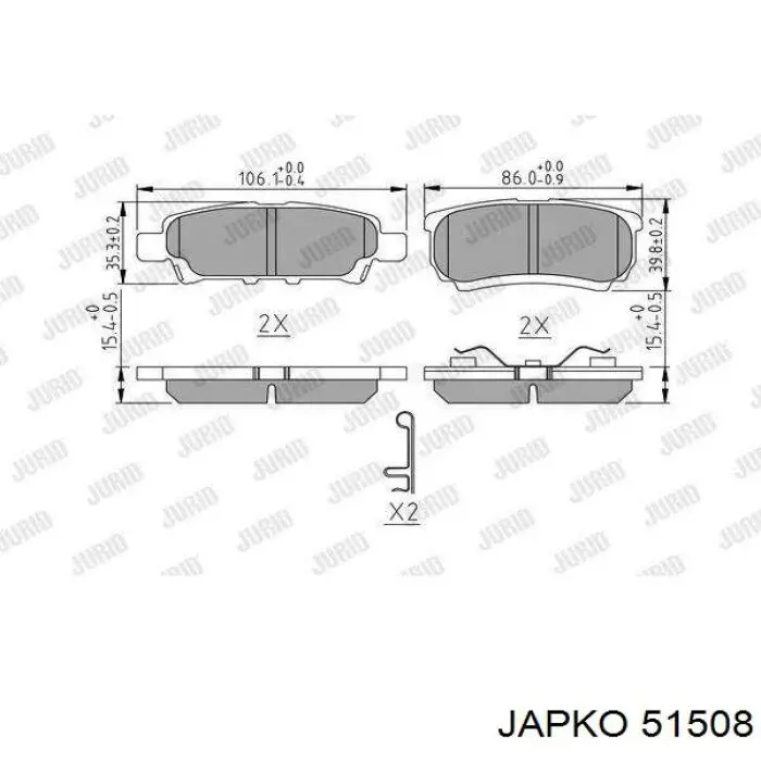 51508 Japko Колодки гальмівні задні, дискові
