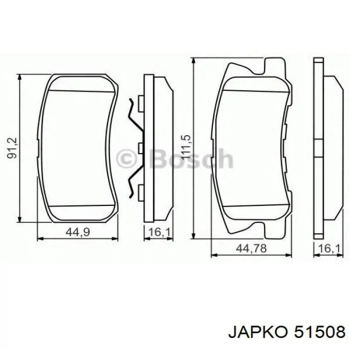 Задні гальмівні колодки Japko 51508 ціна, від 16.11 USD