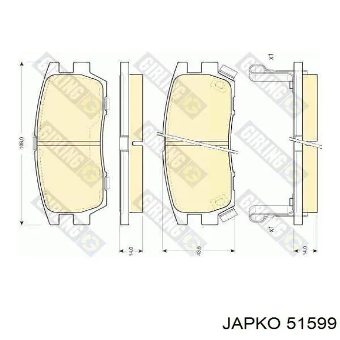 Задні гальмівні колодки Japko 51599 ціна, від 14.71 USD