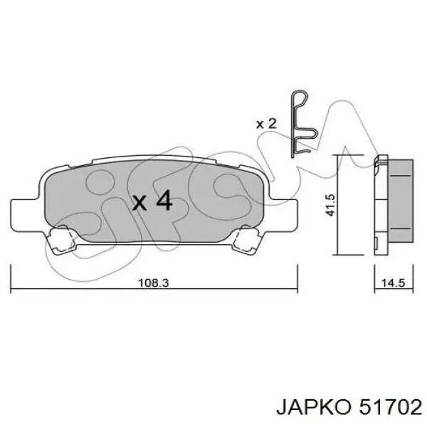 51702 Japko Колодки гальмівні задні, дискові