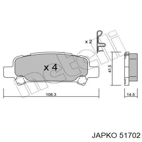 Задні гальмівні колодки Japko 51702 ціна, від 12.54 USD