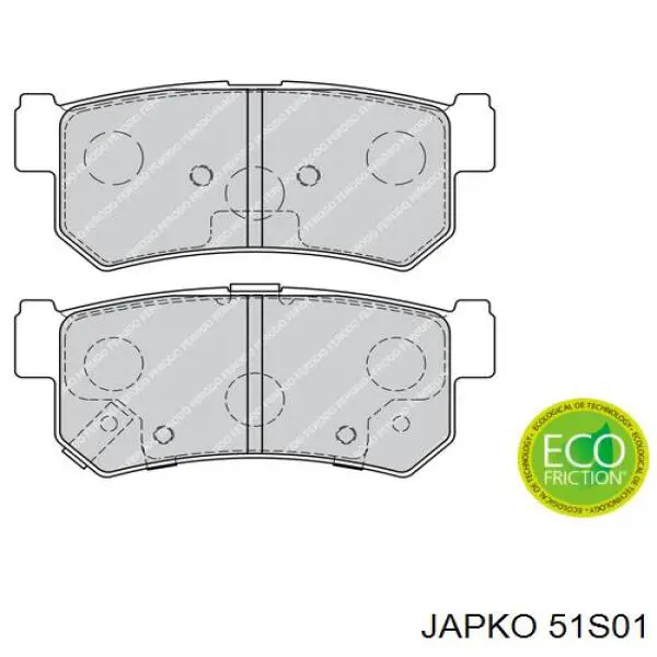 51S01 Japko колодки гальмові задні, дискові