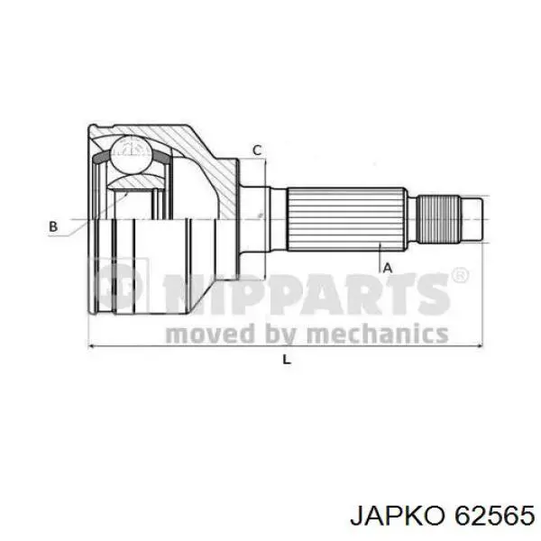 Піввісь (привід) передня, права 62565 Japko