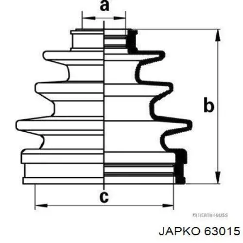 Пильник ШРУСа зовнішній, передній піввісі 63015 Japko