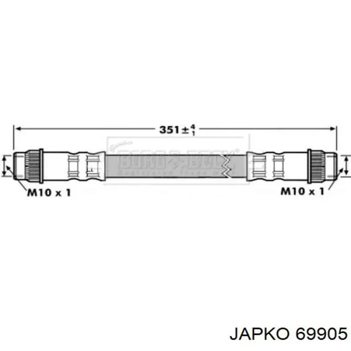 Шланг гальмівний передній, правий 69905 Japko