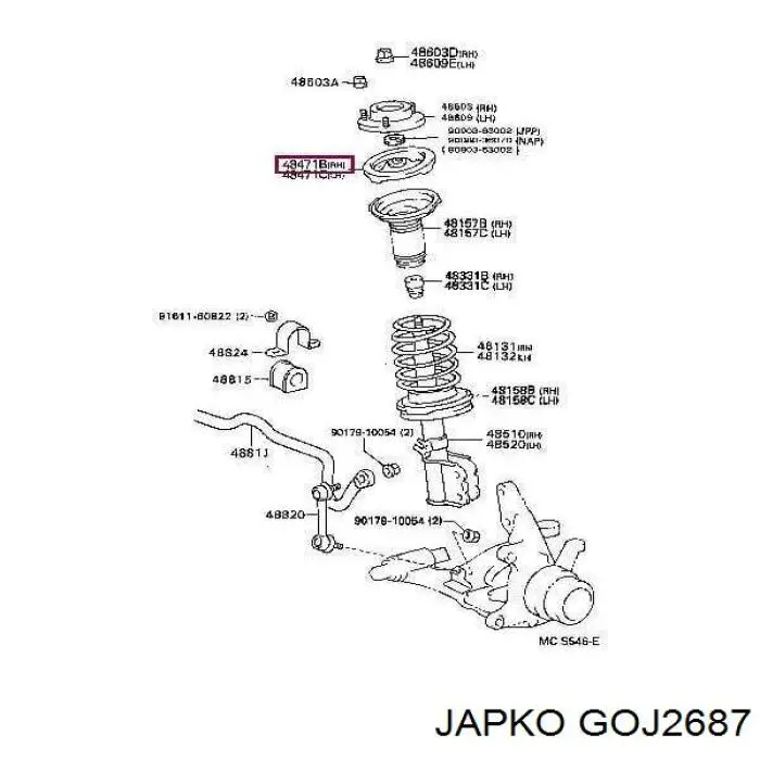 GOJ2687 Japko проставка (гумове кільце пружини передньої, верхня)