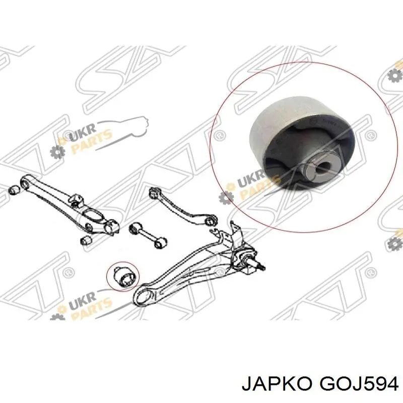 Сайлентблок заднього поздовжнього нижнього важеля GOJ594 Japko