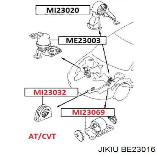 Подушка (опора) двигуна, задня BE23016 Jikiu