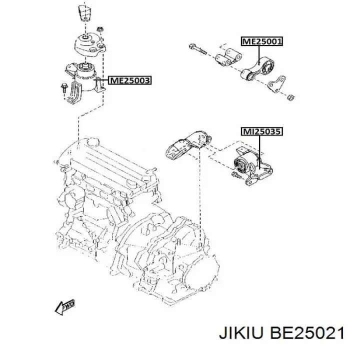 Подушка (опора) двигуна, ліва BE25021 Jikiu