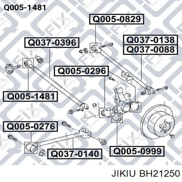 Сайлентблок заднього поперечного важеля, внутрішній Jikiu BH21250 ціна, від 6.33 USD