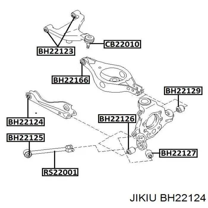 Купити BH22124 Jikiu Сайлентблок заднього поперечного важеля, внутрішній