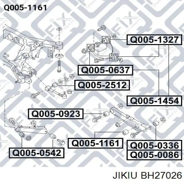 Сайлентблок заднього поперечного важеля, зовнішній BH27026 Jikiu