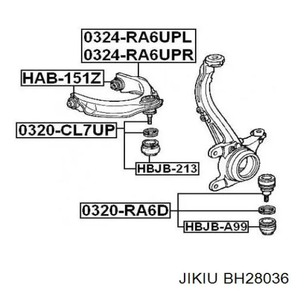 Сайлентблок переднього верхнього важеля BH28036 Jikiu