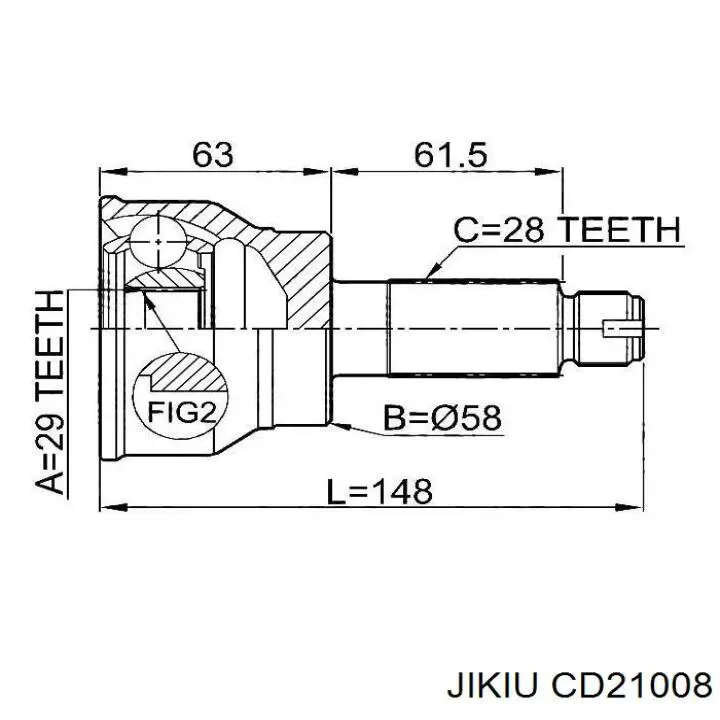 Пильник ШРУСа зовнішній, передній піввісі CD21008 Jikiu