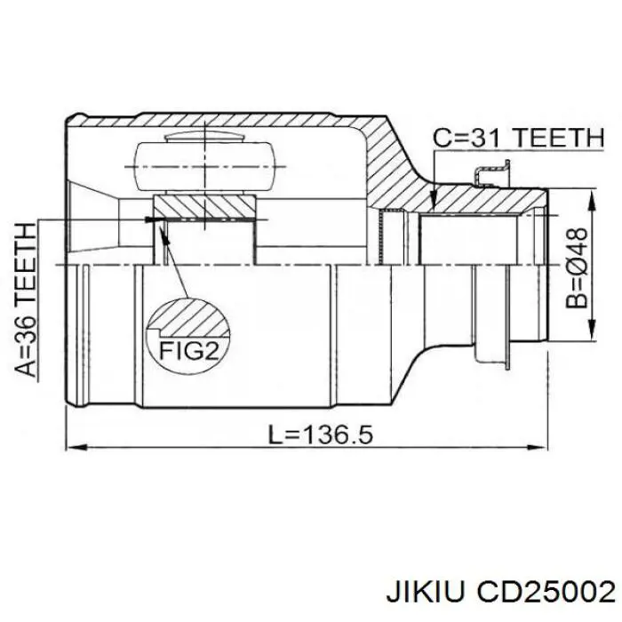 CD25002 Jikiu Пильник ШРКШ внутрішній, передній півосі