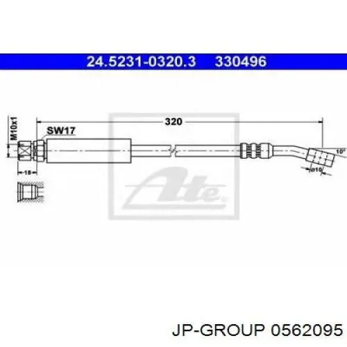 0562095 JP Group Гнучка гальмівна трубка передня