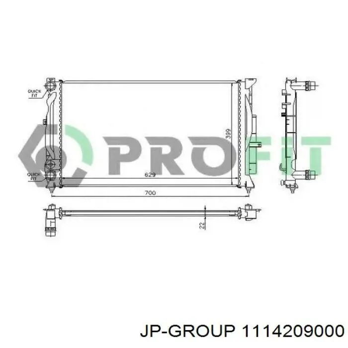 Купити 1114209000 JP Group Радіатор двигуна