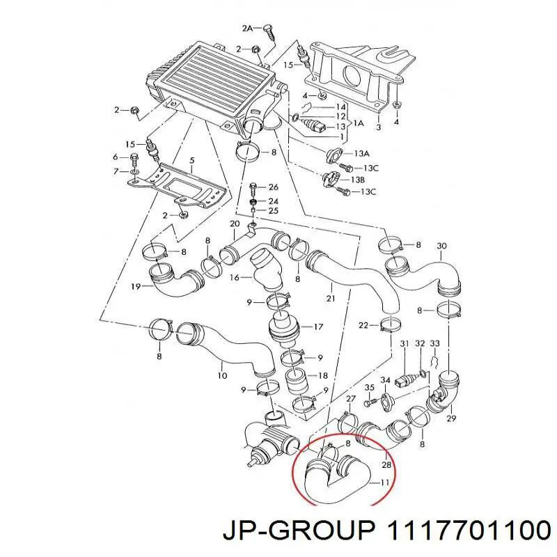 Купити 1117701100 JP Group Шланг/патрубок интеркуллера