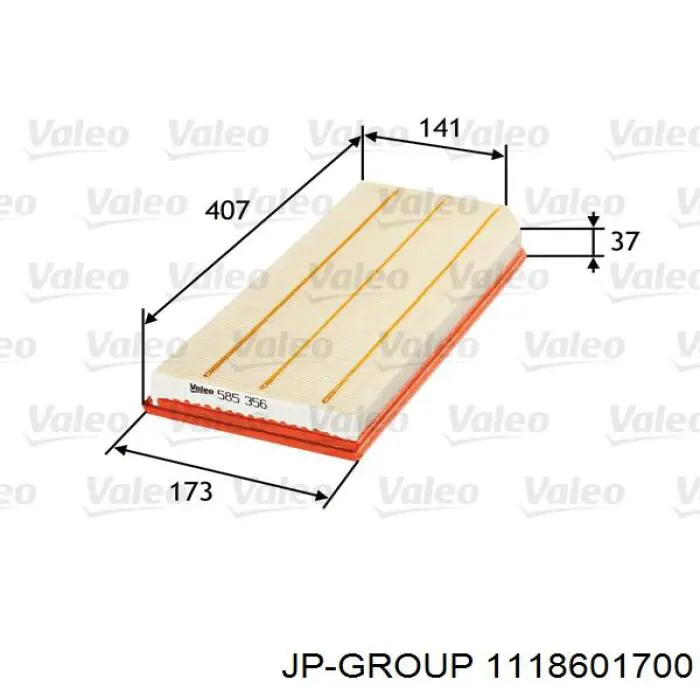 Повітряний фільтр 1118601700 JP Group