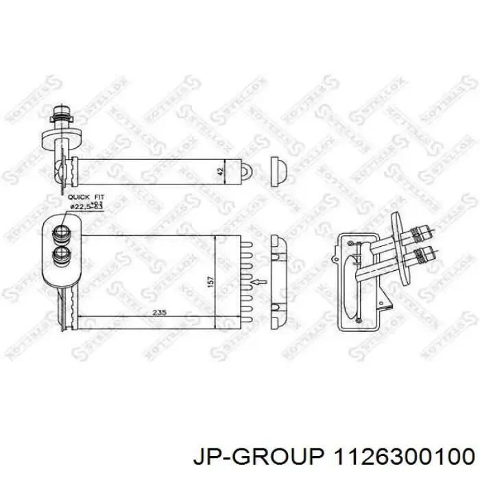 Радіатор пічки (обігрівача) JP Group 1126300100 ціна, від 18.36 USD