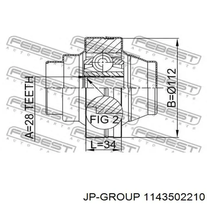 ШРУС внутрішній, передній 1143502210 JP Group