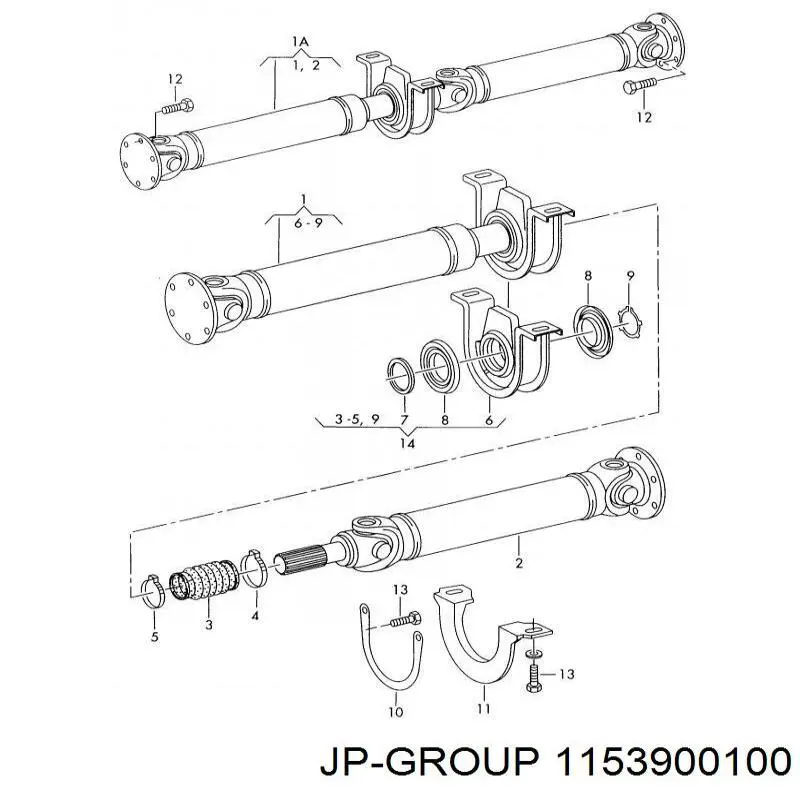 Купити 1153900100 JP Group Підвісний підшипник карданного валу